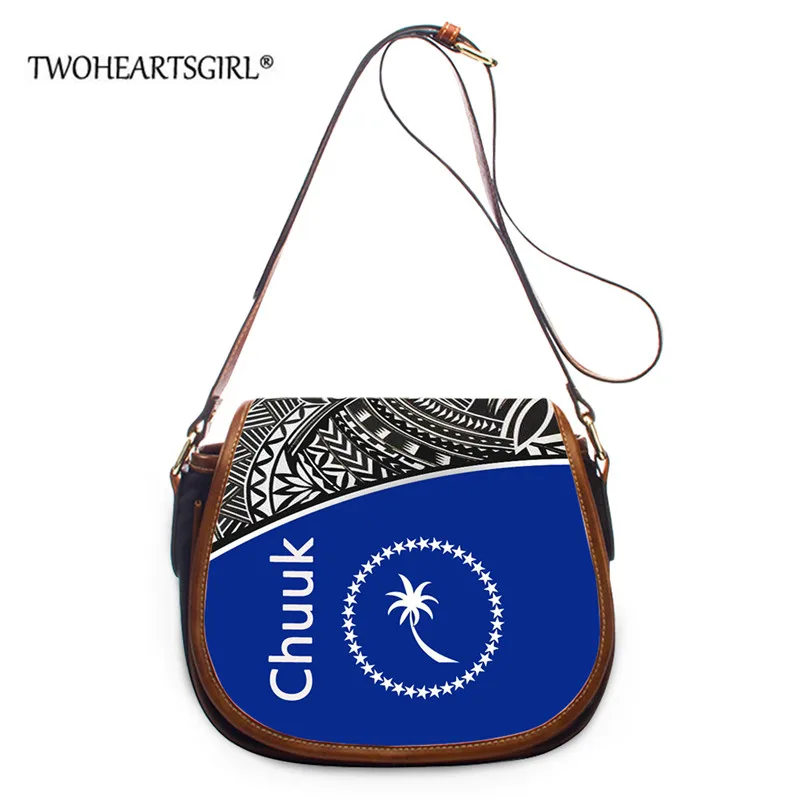 

Chuuk Tribal Polynesian Pattern Saddle Bag 2021 Vintage Fashion Pure Leather Handbag Flap Pocket Shoulder Messenger Bag Bolsa