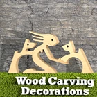 Деревянное украшение для стола в виде семьи щенков