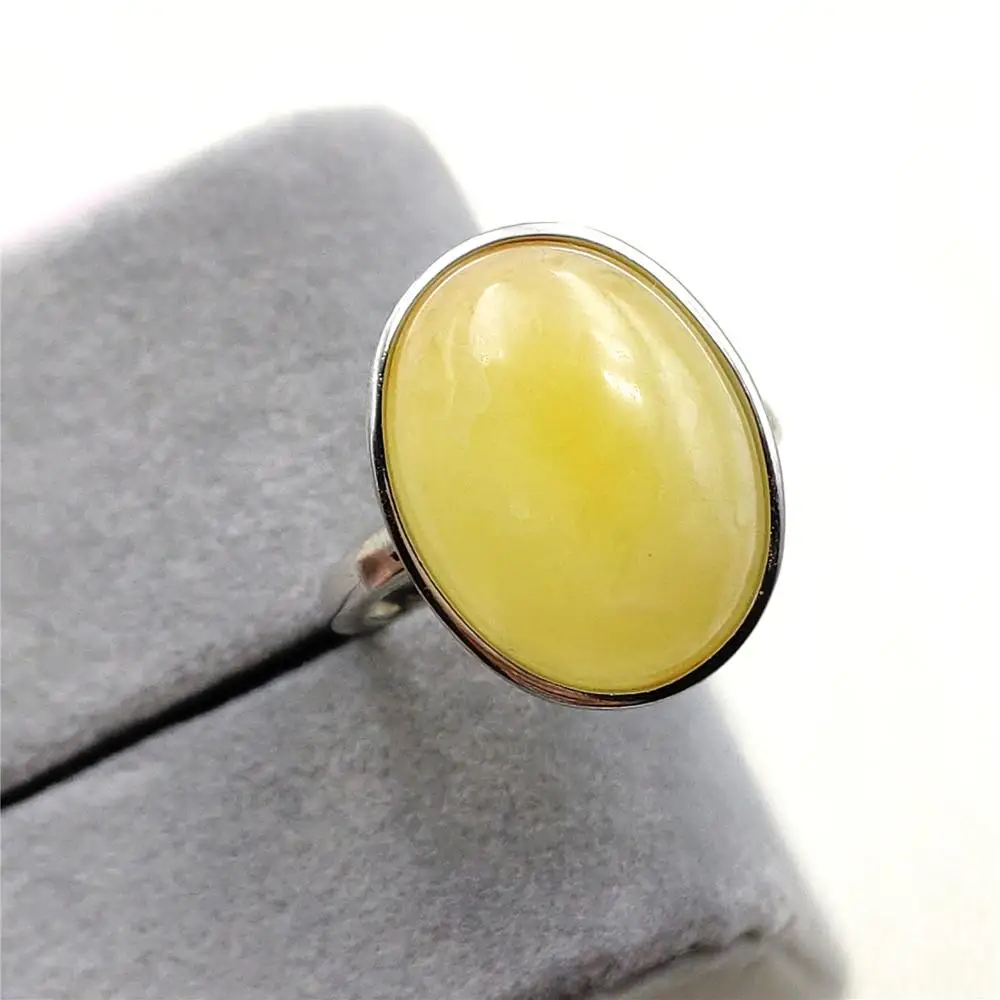 Регулируемое кольцо натуральный желтый янтарный камень для женщин и мужчин 17x14