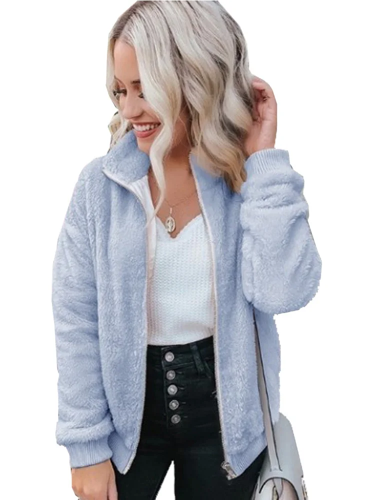 Женская осенне-зимняя куртка Wipalo 2019 разноцветная плюшевая однотонное