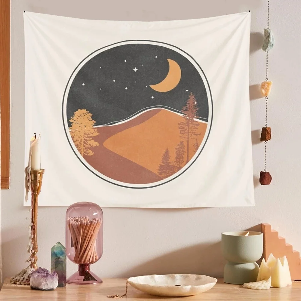 

Sun Moon Abstract Mountains Sunset Tapestry Wall Hanging Art Living Room Home Decor Tablecloth Tapestries95x73CM