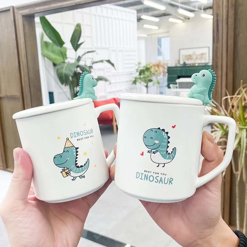 

400ml Creative Dinosaur Ceramic Cup Hand Painted Animal Coffee Mug Cartoon Tyrannosaurus Cup Children Milk Cup Gift