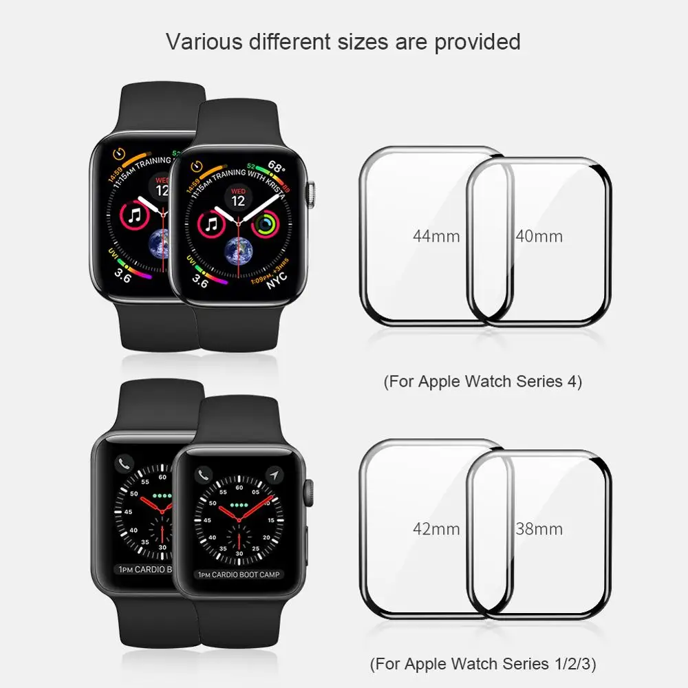 Защитное стекло для iWatch Series 4 3 2 1 Nillkin 3D AW + Полное покрытие защитное закаленное Apple