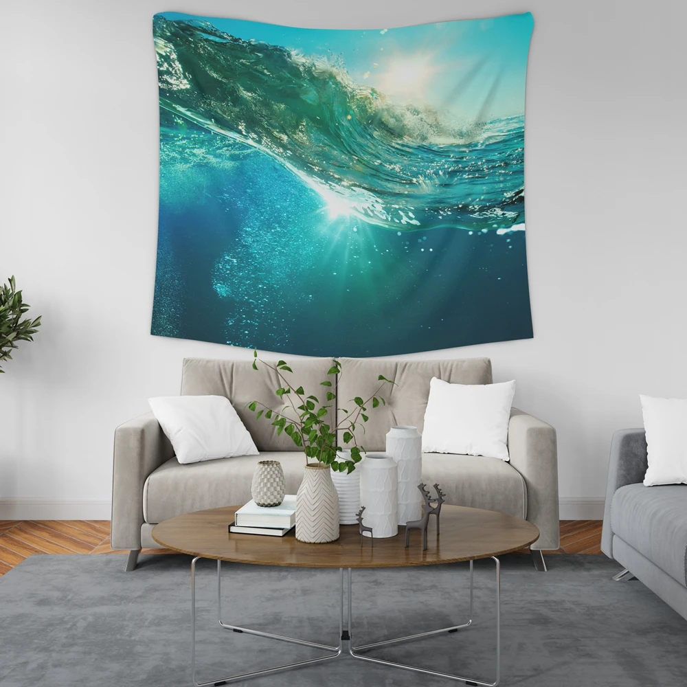 

Ocean Undersea Scenery Waves Tapestry Blanket Fabric Carpet Wall Decoration Hanging Room Decor Wallcovering Bedroom Accessories