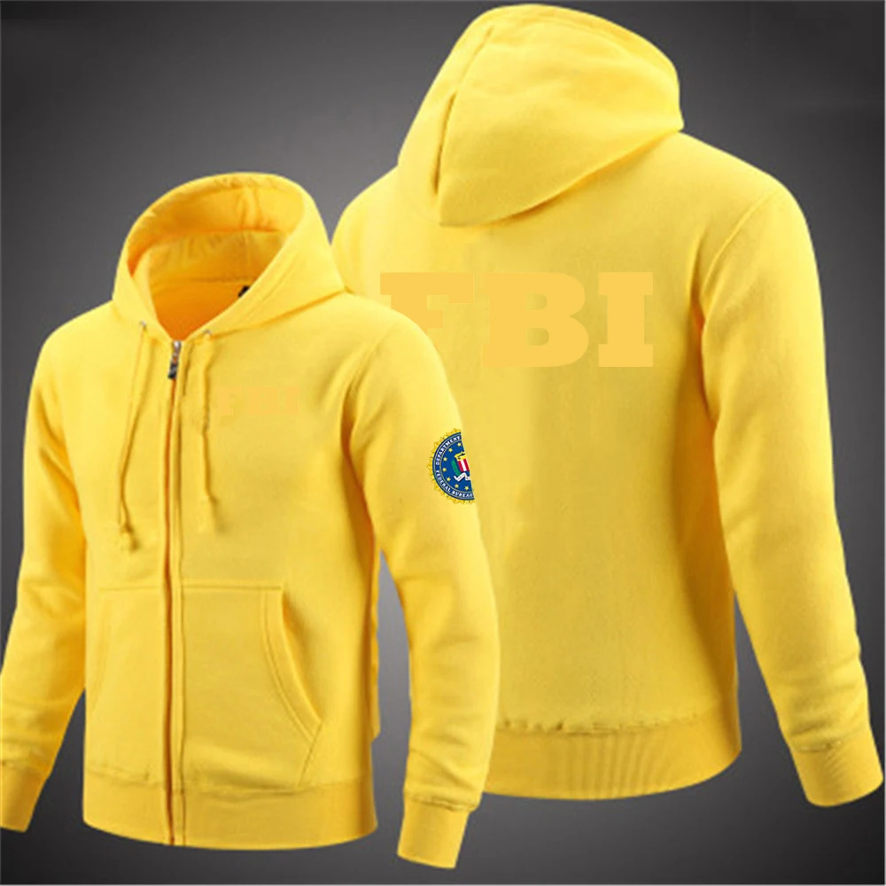 Мужская Новая весенне-осенняя модная Толстовка FBI 2021 на молнии с принтом