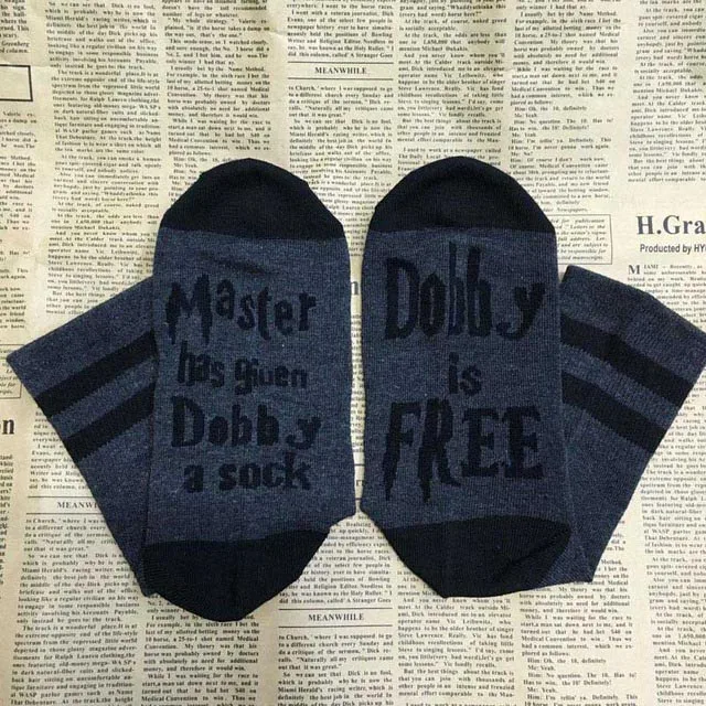 Dobby is free 5 Изготовленные на заказ винные носки, если вы можете прочесть это, приносите мне бокал вина осень весна зима Хэллоуин Рождественский носок для подарков Прямая поставка - Цвет: Dobby is free 5