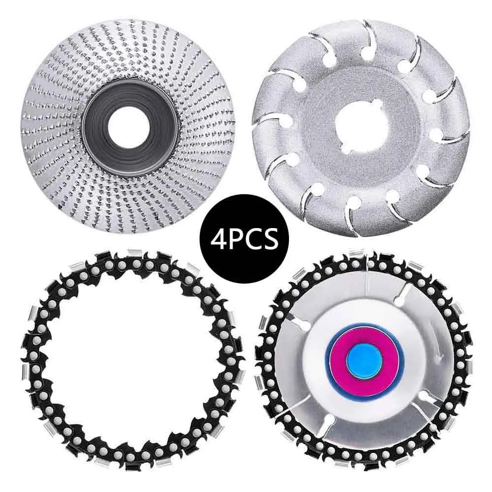 

4Pcs Grinder Chain Disc+12T Wood Shaping Disc+Angle Grinder Disc+ Replacement Chain Kit For Angle Grinder Carving Woodworking