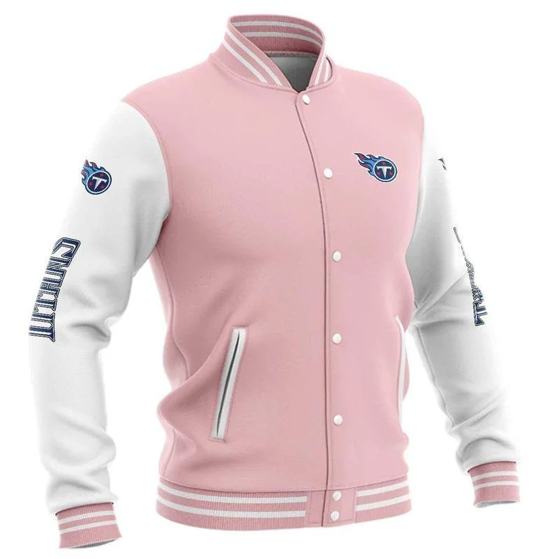 

American Size Men'S Baseball Jacket Sports Outdoor Coat Titans Blue Casual White Sleeve Pilot Buckle Jersey