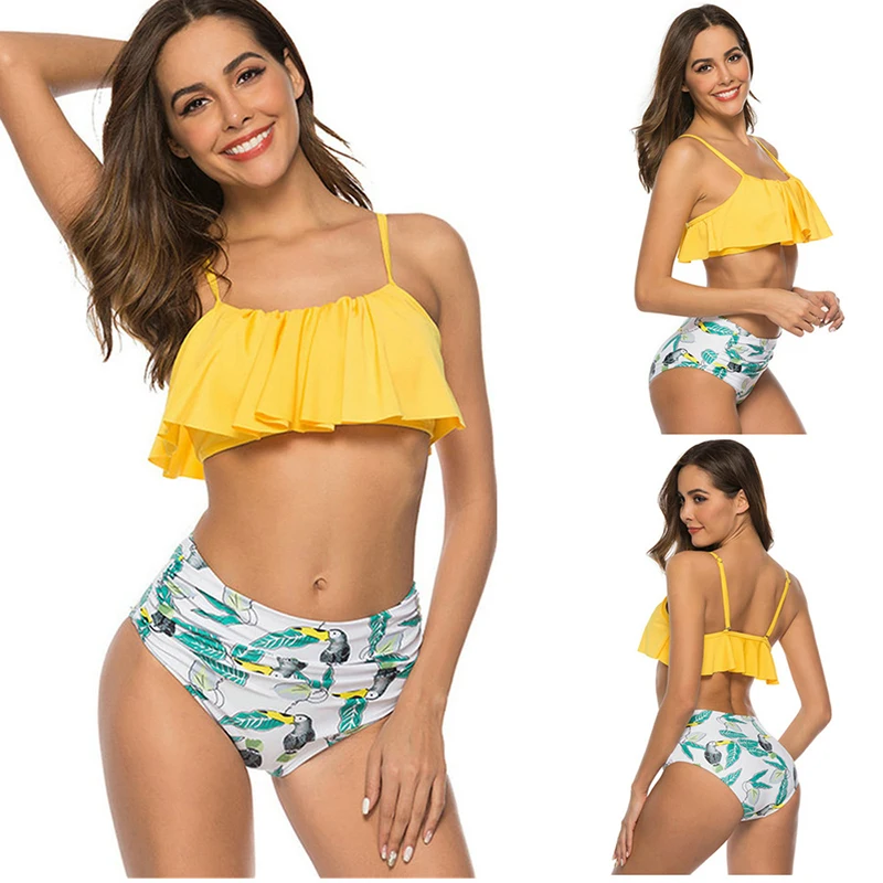 

2020 New Sexy Bikini Women Swimwear Printed Ruffle Swimsuit Vintage Bikini Set Multiple Styles Women's Beach Swimming Suit