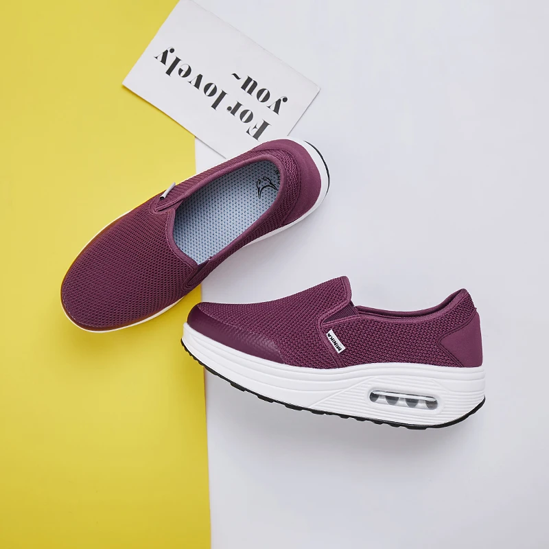 Дышащие тканевые кроссовки для фитнеса увеличивающие рост женская обувь качели