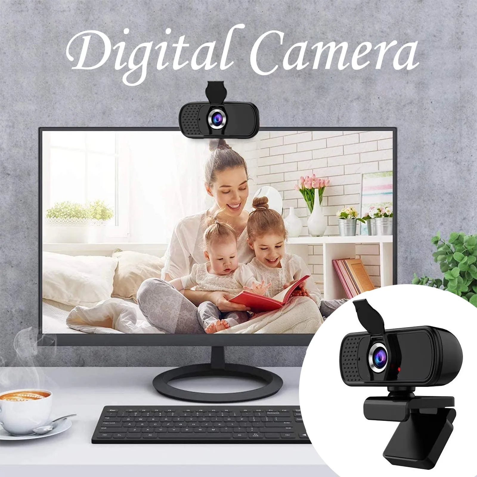 

Веб-камера с микрофоном, вращающаяся на 360 градусов, Hd, 2,0 p, Usb