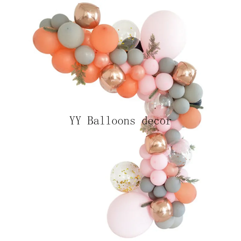 Серый розовый латексный шар цепочка из резины Свадебная вечеринка 1 Фон