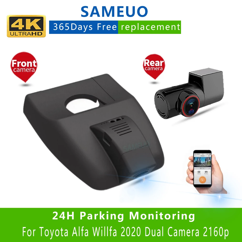 

Dash cam front and rear camera recorder 2160P car dvr hidden dashcam WiFi Video Recorder for Toyota Alfa Willfa 2020