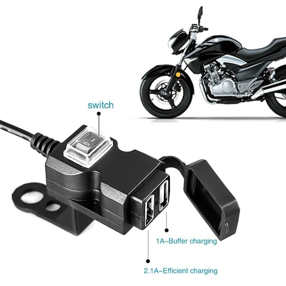 12-24V/9-90VThe NewDual USB Port Waterproof Motorbike Motorcycle Handlebar Charger Adapter Power Supply Socket for Phone Mobile - купить по