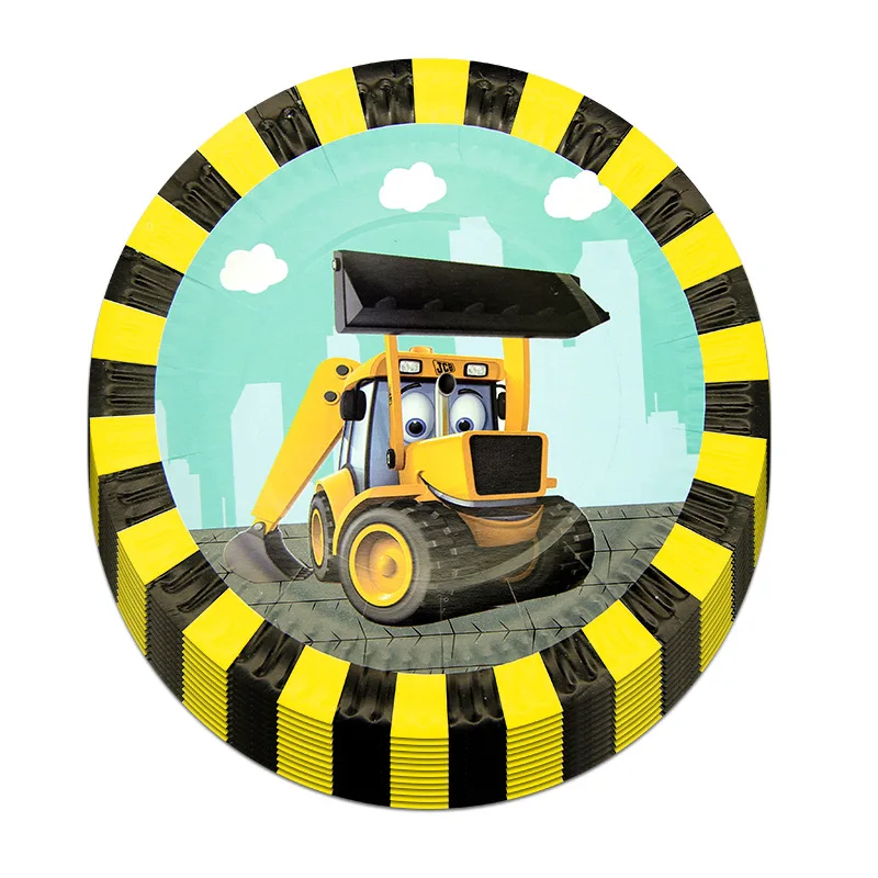 Строительные грузовики День рождения одноразовая посуда набор тарелок
