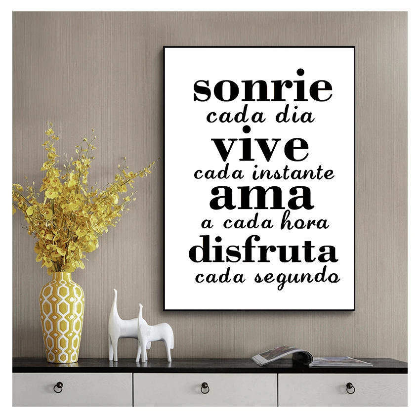 Картина стене плакат Smile каждый день Живите момент испанские картины на холсте