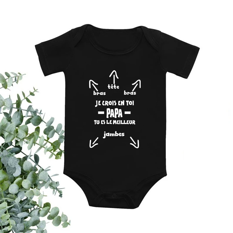 

Papa Tu Es Le Meilleur Baby Bodysuits Funny Summer Baby Romper Body Baby Boy Girl Onesies Outfits Cotton Baby Clothes Dad's Gift