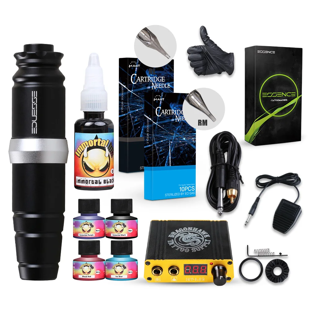 Dragonhawk мотор роторная ручка тату машина набор комплект Электропитание Иглы