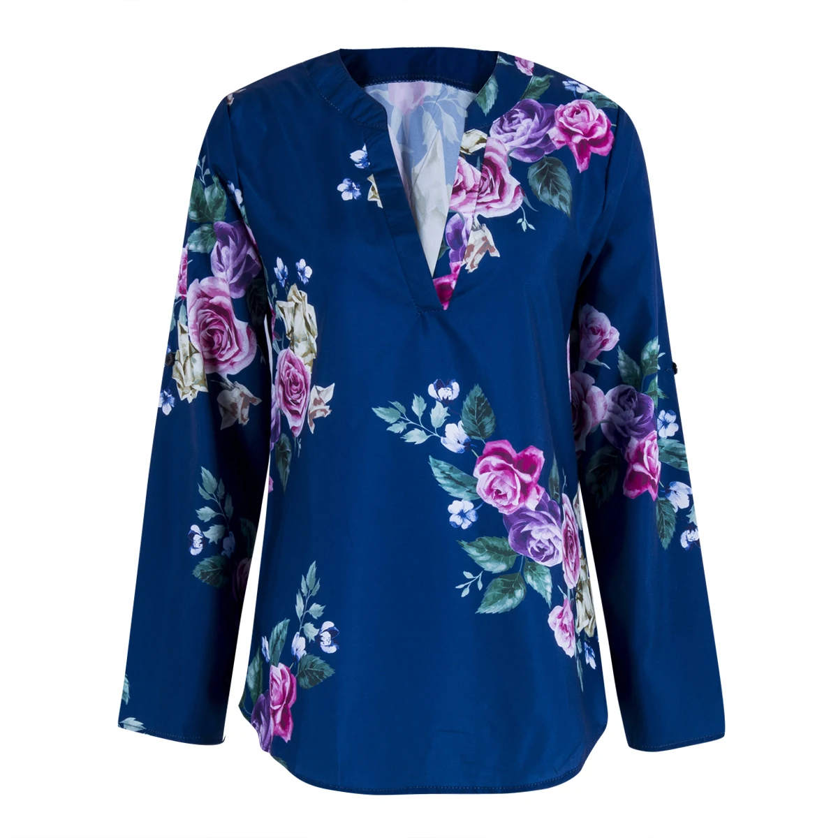 

Crop Top Fashion Women Blouse Leaves Printed 3/4 Sleeve Blouse Loose Tops Shirt Summer Ladies Sexy V Neck OL Shirts S-XL