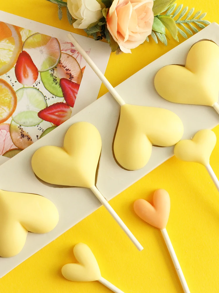 

love heart cake decoration chocolate lollipop silicone mold fondant decorating tool