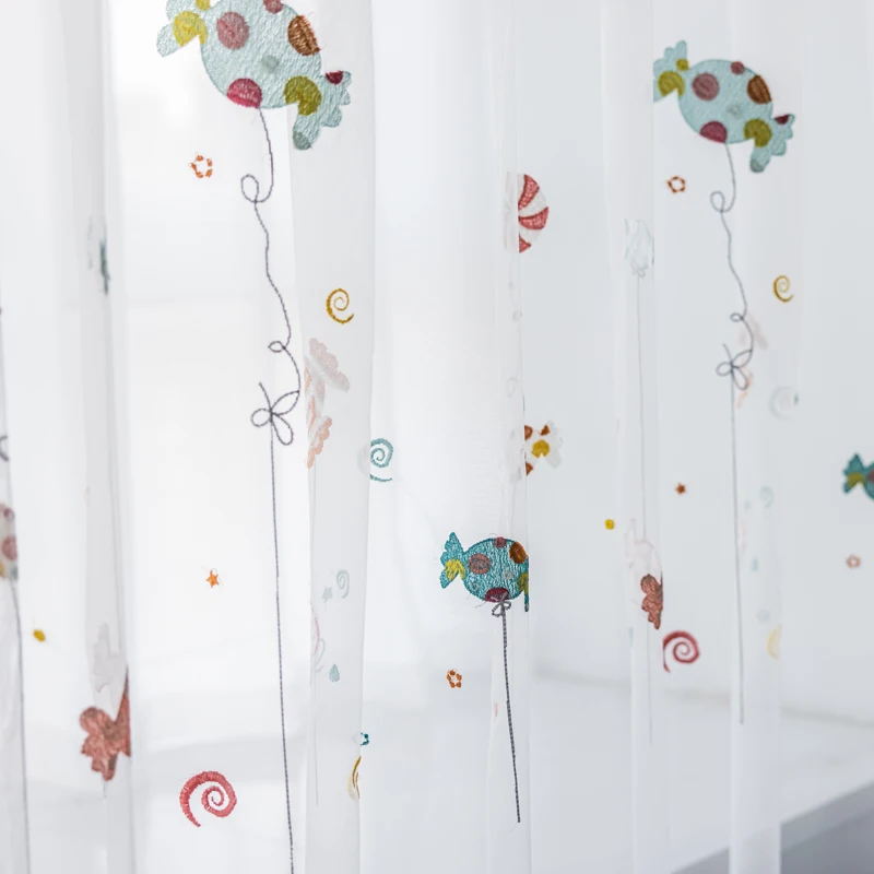 Корейские Мультяшные занавески карамельных цветов для девочек белая вуаль с