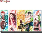 Алмазная живопись 5D сделай сам, аниме полноразмерная вышивка из круглых страз, рассекающая демонов, настенное искусство, Большой Декор