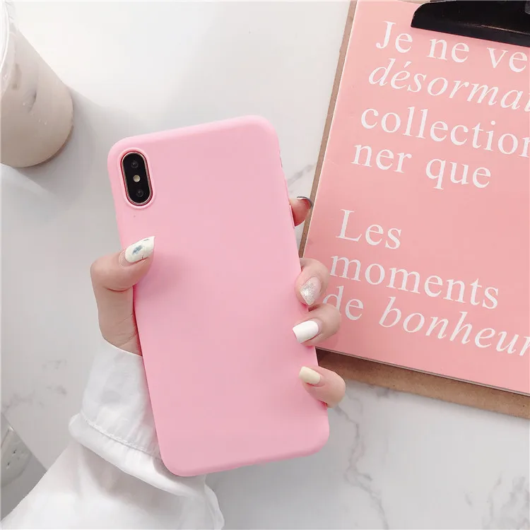 Розовый Милый чехол из ТПУ для Xiaomi Redmi Note 7 8 8A 7A 6 6A 5 5A 4 4X K20 Pro Plus 4A Go цветной тонкий мягкий силиконовый чехол - Цвет: Розовый