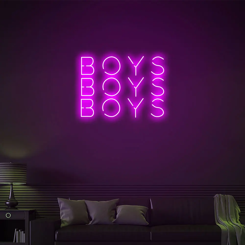 

'Boys" Led Neon Light Home Decoration 12V Dimmer Clear Acrylic Wall Decor