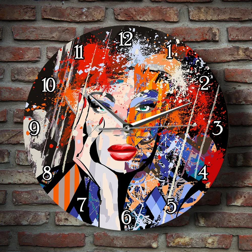 Абстрактные Художественные Модные женские портреты современные настенные часы