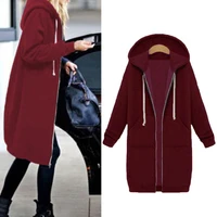 chic lady solid color long sleeve casual hooded sweatshirt coat zipper outwear plus size outwear top women jacket autumn clothes