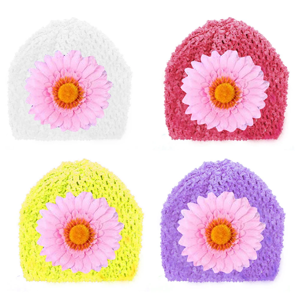 Детская Реалистичная ажурная вязаная крючком эластичная Шапка-тюрбан шапочка