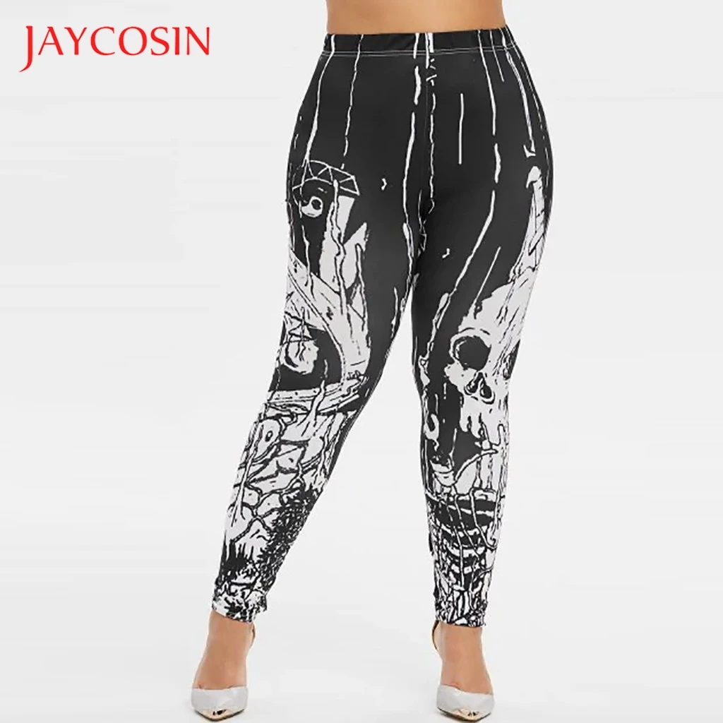JAYCOSIN Women Ladies Skeleton Printed Fitness Halloween Leggings Stretch Pants Trousers Micro-elastic Sports Fashion | Женская одежда