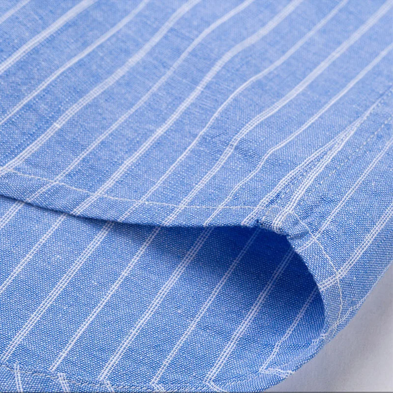 AOLIWEN brand men large size Oxford cloth wrinkle resistant casual striped short sleeve shirts for men100%cotton soft slim shirt