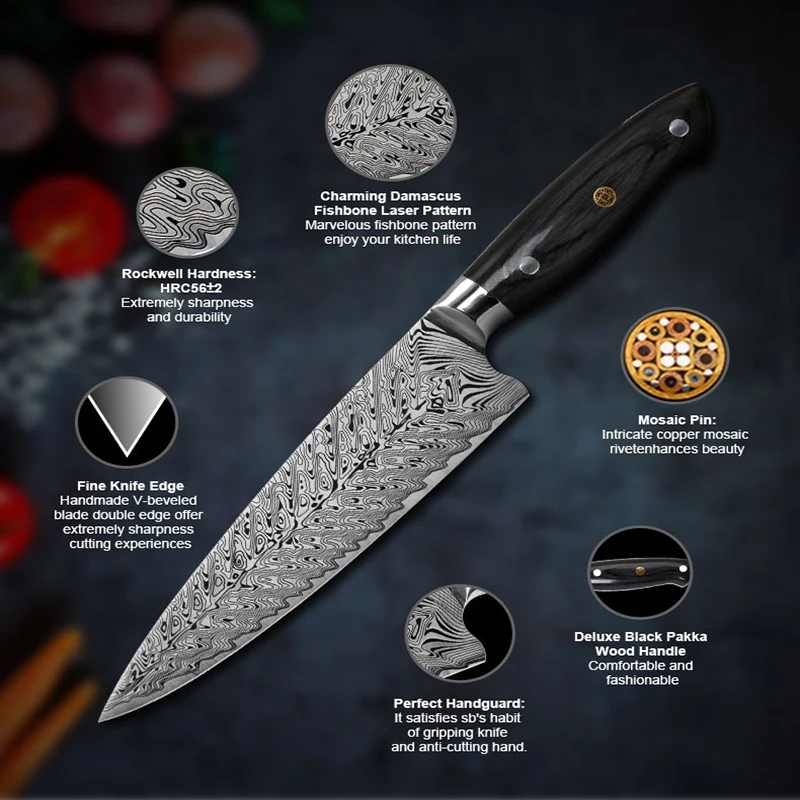 Профессиональный японский набор ножей шеф-повара ручной работы кованый кухонный