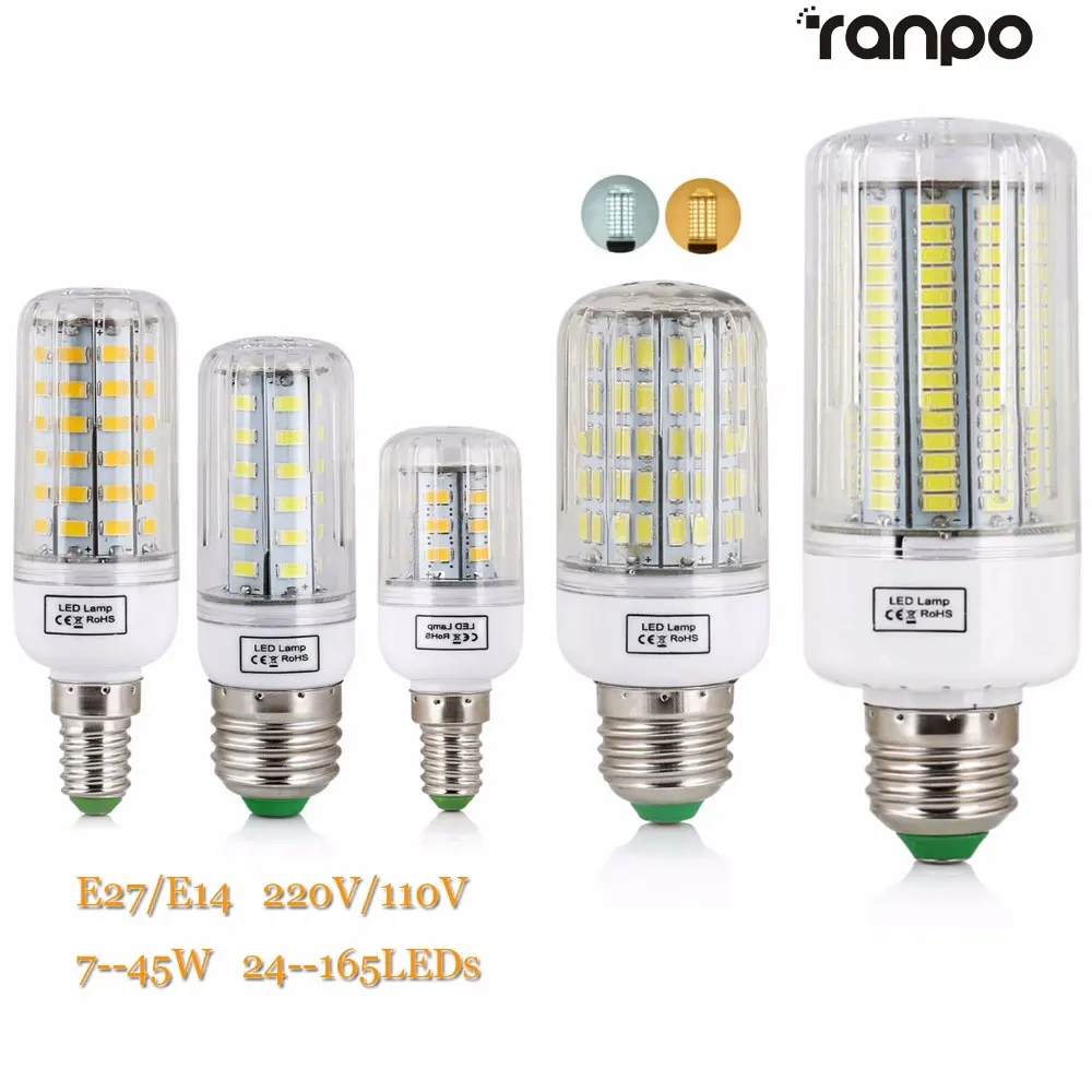 

E27 E14 B22 LED Lamp 5730 SMD Bulb 220V Corn 24 30 42 64 80 89 108 136 Leds Lamp Bombillas Light Bulbs Lampada Ampoule Lighting