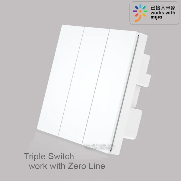 wall three key Настенный выключатель Xiaomi Mijia PTX с дистанционным управлением, беспроводной светильник с ключом, умный переключатель с нулевой линией, Wi-Fi переключатель для Mijia APP - Цвет: wall three key