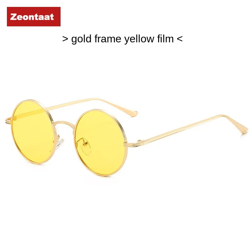 

Zeontaat Vintage Men Sunglasses Women Retro Punk Round Metal Frame Red Blue Lens Sun Glasses Fashion Eyewear Gafas Sol Mujer