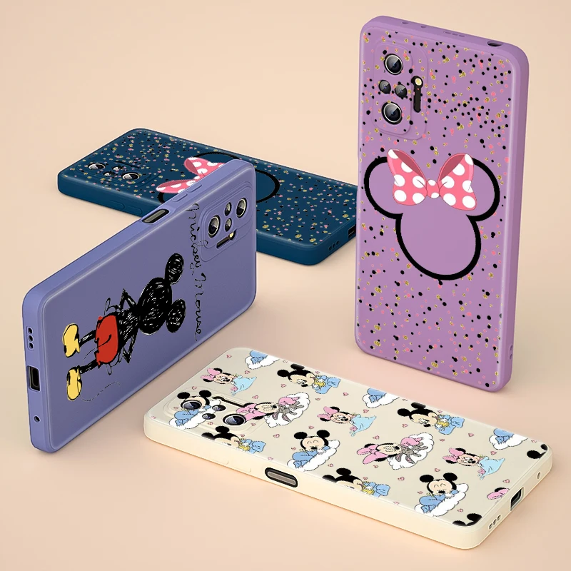 minnie y mickey liquid silicone soft cover for xiaomi redmi note 11 11t 10 10t 9 9t 8t 9s 8 7 pro max phone case free global shipping