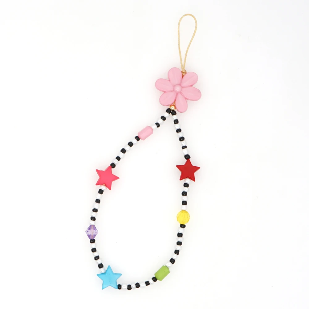 

2021 New Phone Chain Accessories Star Beaded Strap Flower Wrist Chains Beads String Lanyard Girl Bracelet Jewelry