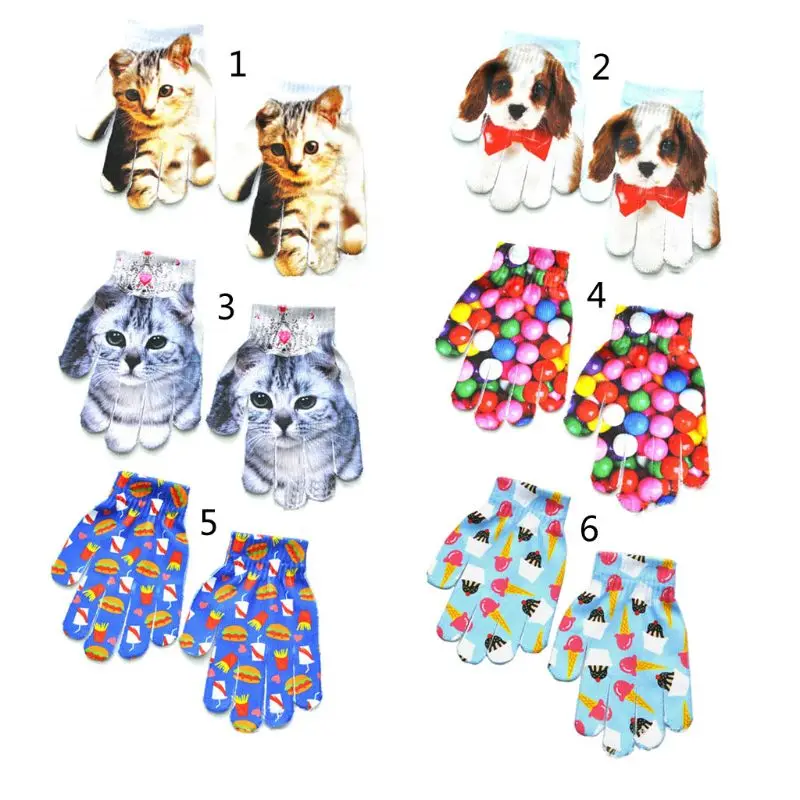 Детские перчатки с принтом 3D Мультяшные животные детские варежки широкими