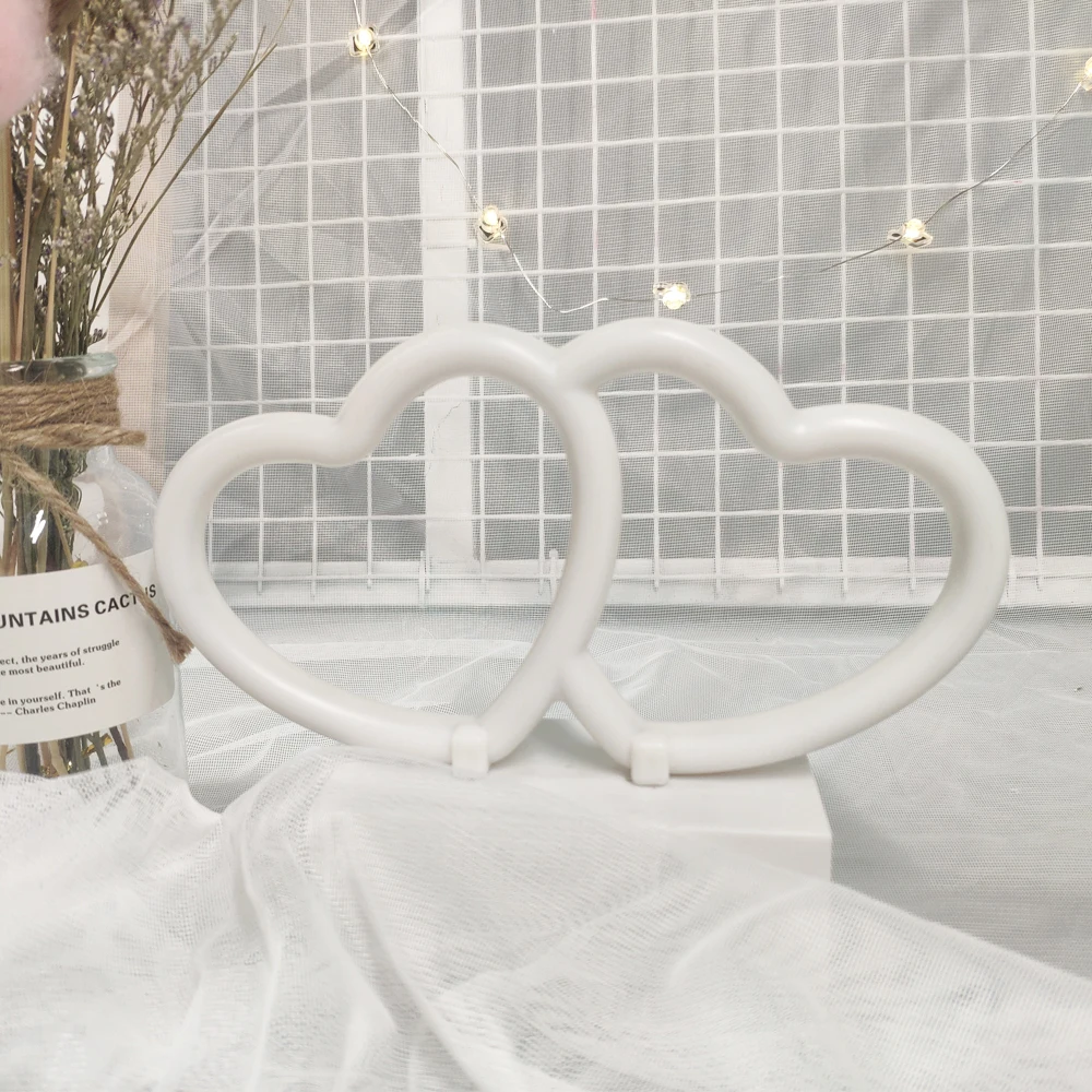 

Table lamps for Bedroom Led Neon Light for Room Led Night Light Base Led Home Decor Led Decor Double Heart Red Decoration