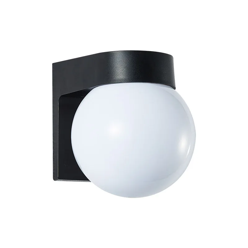 

Modern Loft led Outdoor Porch Light, Black White PC Base Milky Acrylic Lampshade E27 Ball Outdoor Wall Lamp Up Down Wall Lamp
