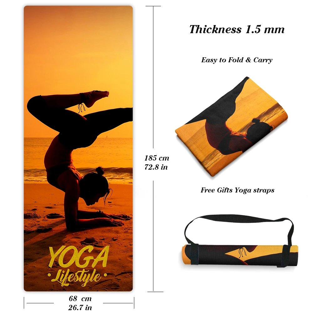 Коврик для йоги из натурального каучука с принтом замши нескользящий | Спорт и
