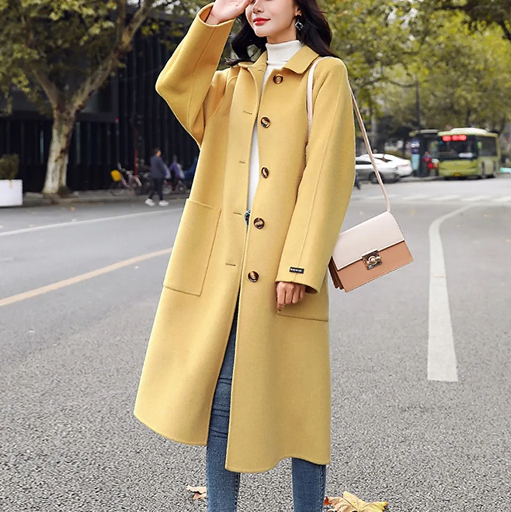 Осенне зимнее женское Шерстяное Пальто 2019 Новое высококачественное тонкое