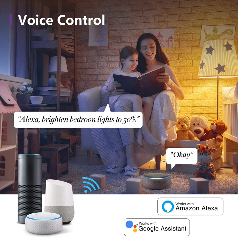 Умная Лампа B22 E27 E26 с Wi Fi светодиодная лампа функцией управления умным домом Alexa