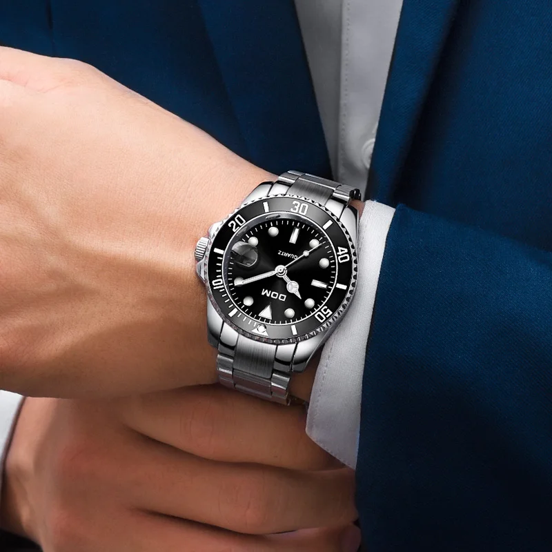 

DOM Luminous Diver Men Watches Business Water Resistant Black Diver Watch Classic Sport Quartz Wristwatch Relogio Masculino