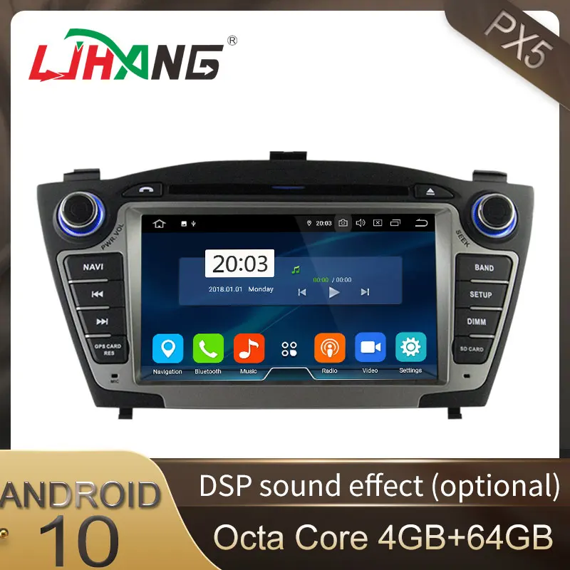 Автомобильный DVD плеер LJHANG Android 10 для HYUNDAI TUCSON ix35 2009 2015 мультимедийный GPS навигатор