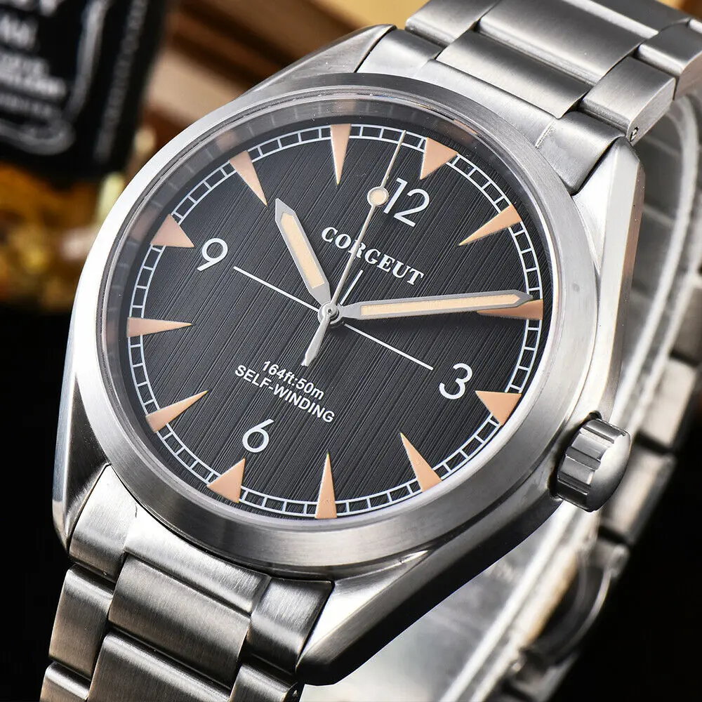 

41mm Corgeut Stainless Steel Miyota82 Automatic mechanical wristwatches 316L SS Sapphire Glass Diving Men's Watch band Luminous