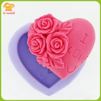 love rose flower handmade chocolate silicone mould heart shaped rose candle soap aromatherapy mold