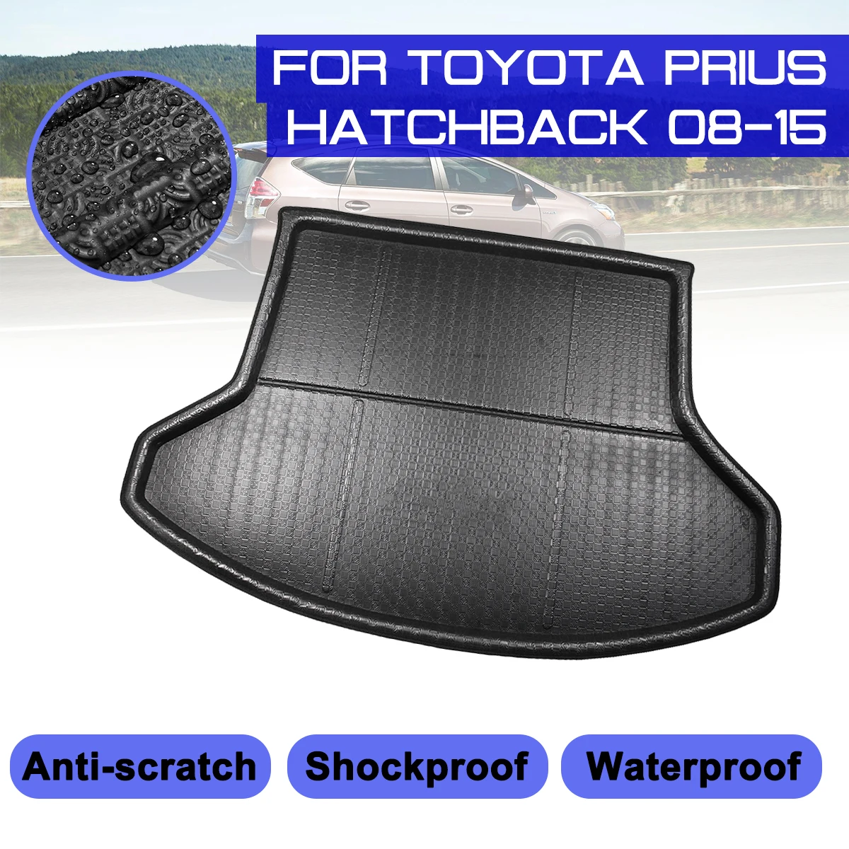 

Car Floor Mat Carpet Rear Trunk Anti-mud Cover For Toyota Prius Hatchback 2008 2009 2010 2011-2015